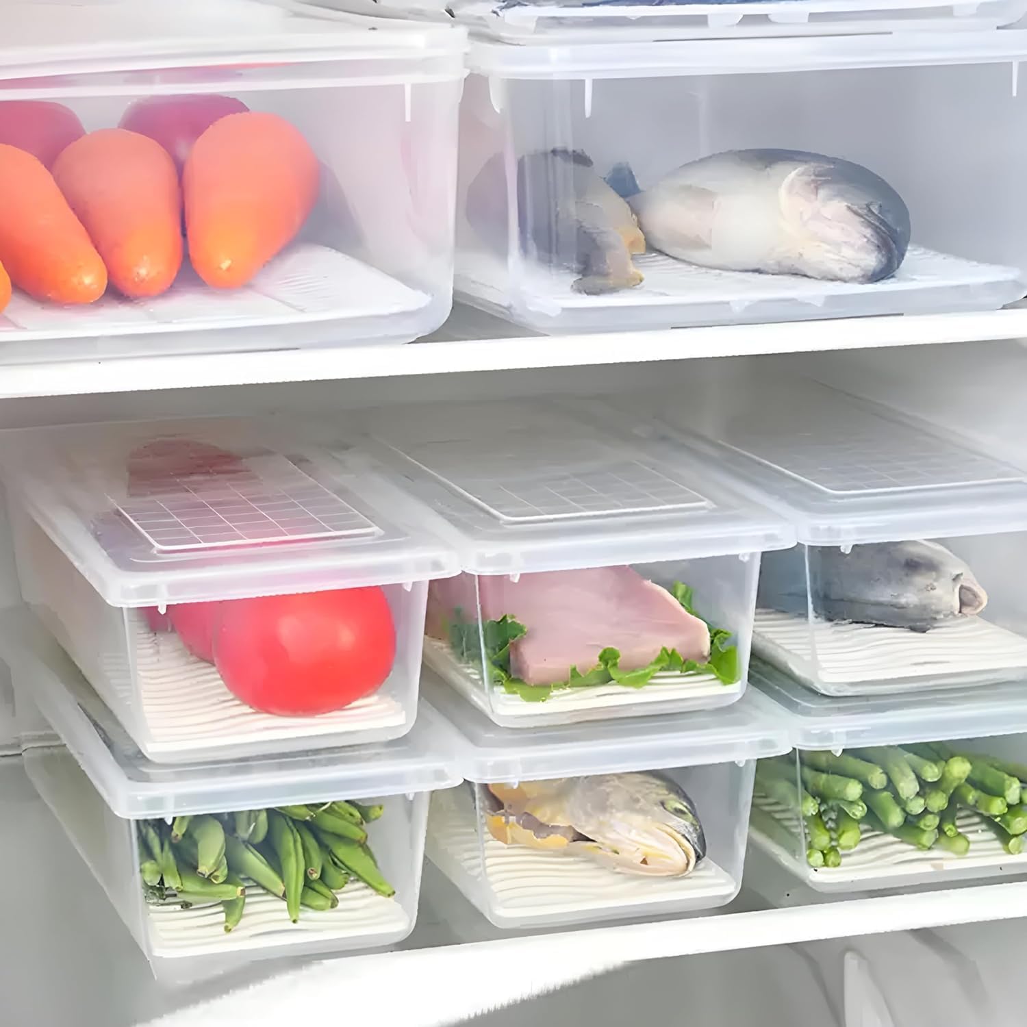 Satpurush Fridge Storage Boxes - Kitchen Containers Set, Masala Box For Kitchen, Plastic Storage Box For Kitchen, Fridge Organis